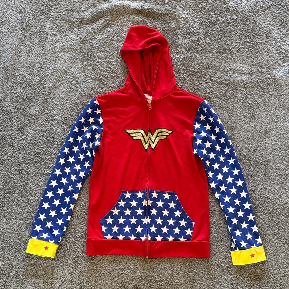 Wonder Woman Red & Blue Star Hoodie